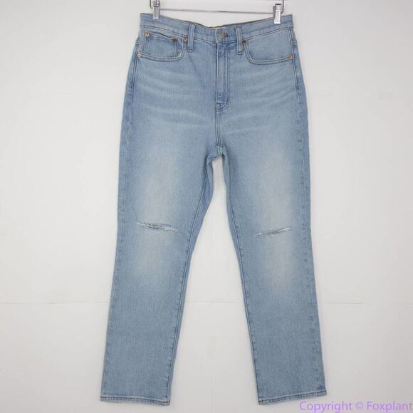 NEW Madewell High-Rise Slim Crop Boyjean in Dumas Wash: Ripped Edition, size 28 - Picture 2 of 16